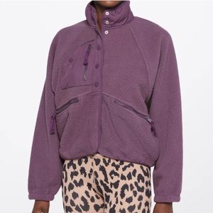 Free People Plum Hit The Slopes Fleece Jacket Size XL NWT